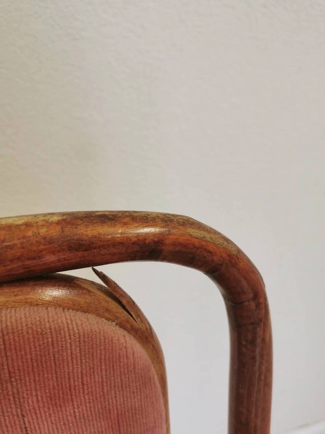 Vintage Thonet Style Bentwood Dining Chair: High Back, Cushioned Seat Pink