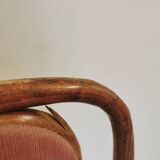 Vintage Thonet Style Bentwood Dining Chair: High Back, Cushioned Seat Pink