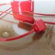 Plastic lamp red opaline ball white 80s 90 era Memphis