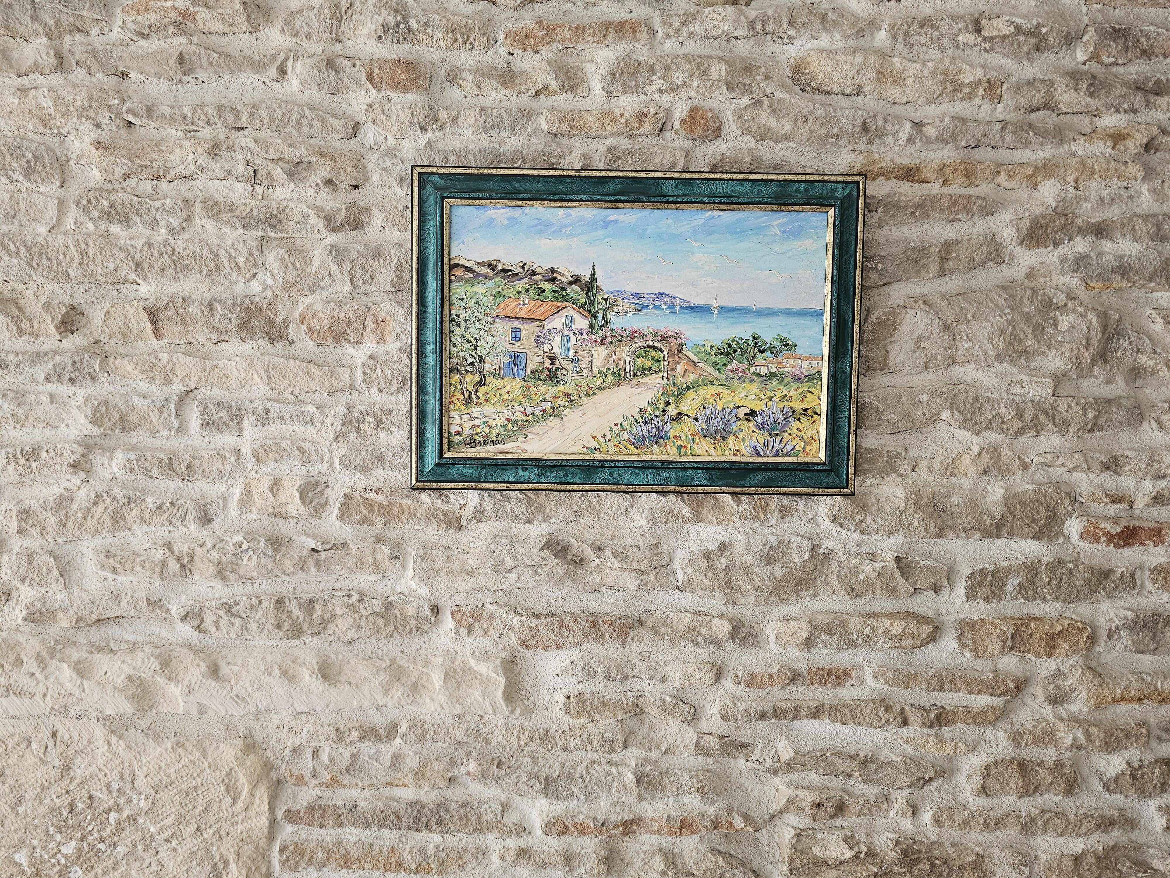 Table Oil on Canvas Landscape Cap d'Agde Villa Fleurie - Signed Ferand Bre