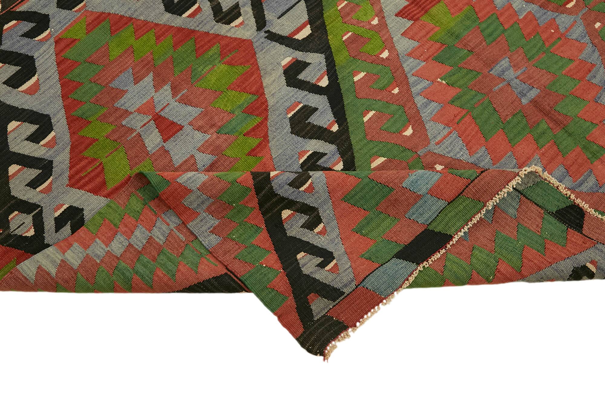 Turkish Handmade Vintage Anatolian Kilim 198 cm x 320 cm
