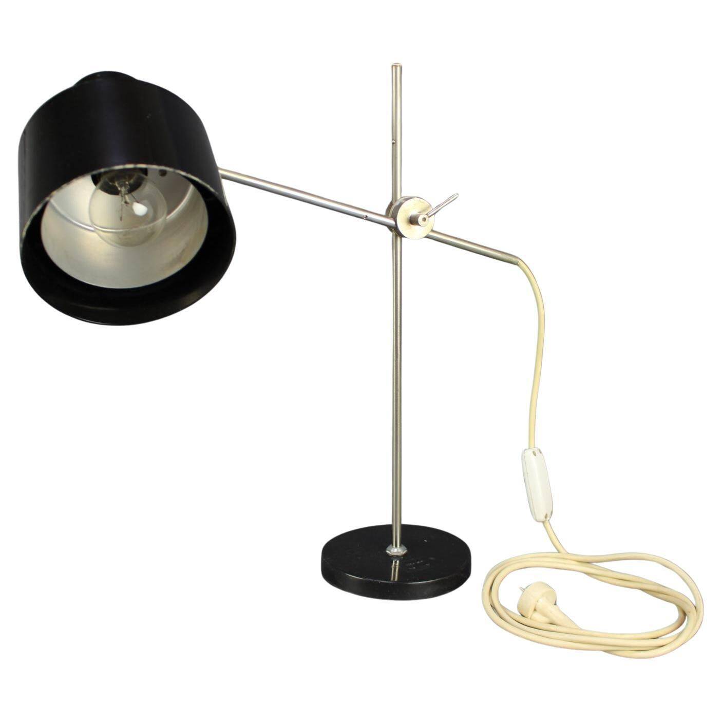 Adjustable Black Bakelite Industrial Table Lamp / Czechoslovakia, 1970s