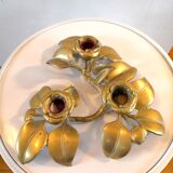 Bronze candle holder with three flowers design 60s - 70s