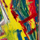 Jazzman playing the double bass, abstract, signed