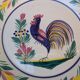 Set of 2 old HB Henriot Quimper plates with rooster motif