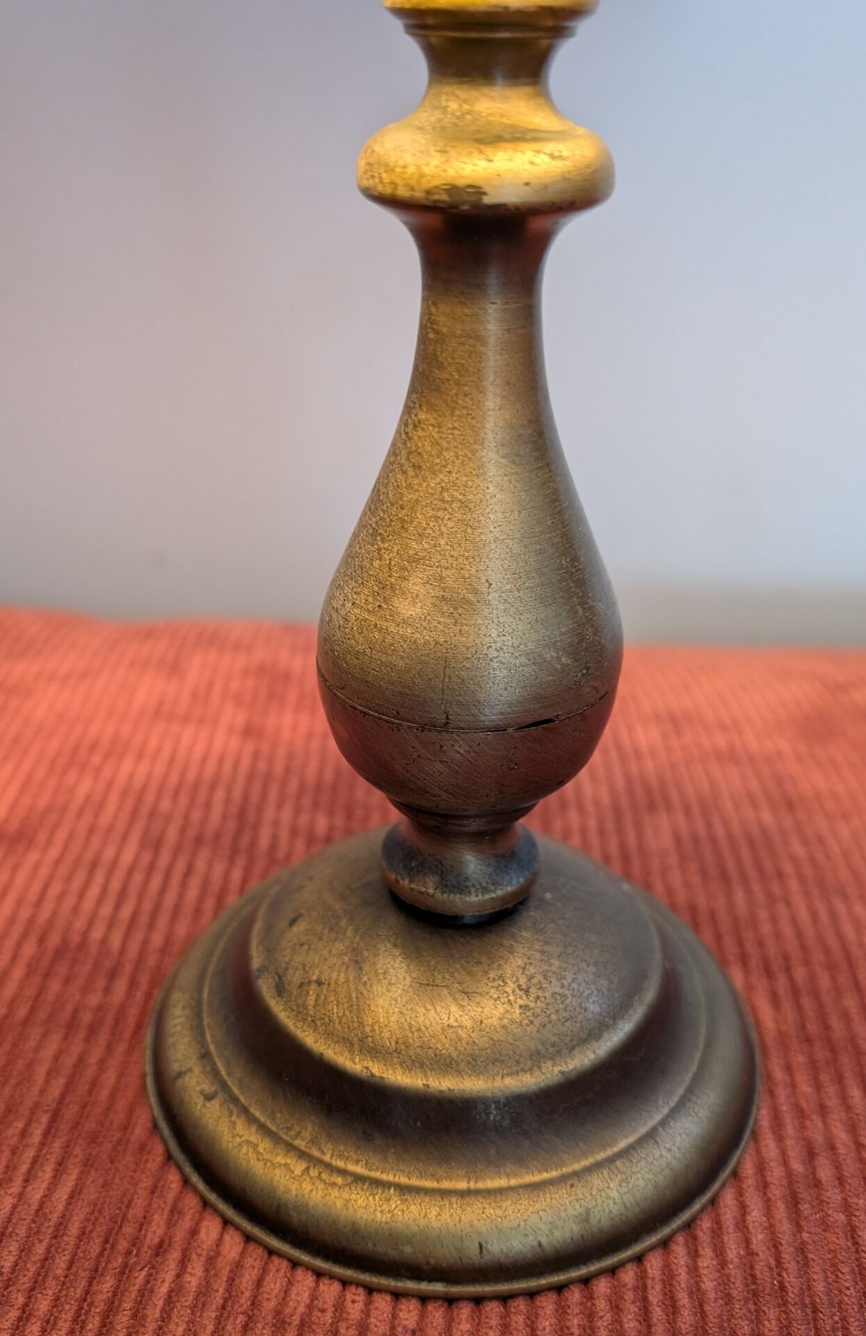 Vintage brass lamp. Black lampshade.