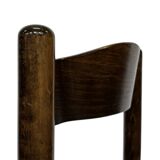 Set of 4 dark brown wooden chairs 70s minimalist design