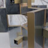 Ceiling lamp in chromed aluminum and brass, 1970