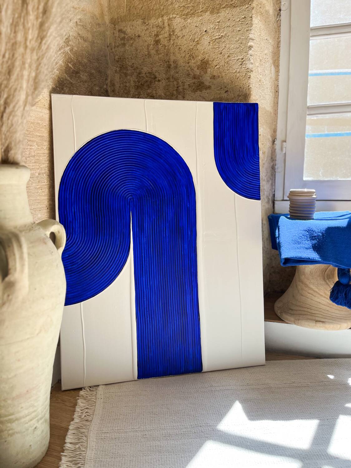 Blue relief painting