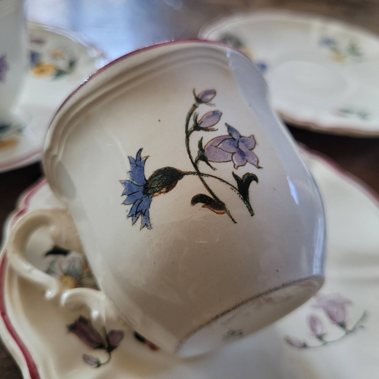 Rustic cups Digoin Sarreguemines 1930