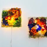 Pair of faceted glass brutalist sconces