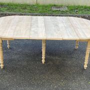 Table à manger ronde extensible Louis Philippe à volets rénovée avec 4 rall