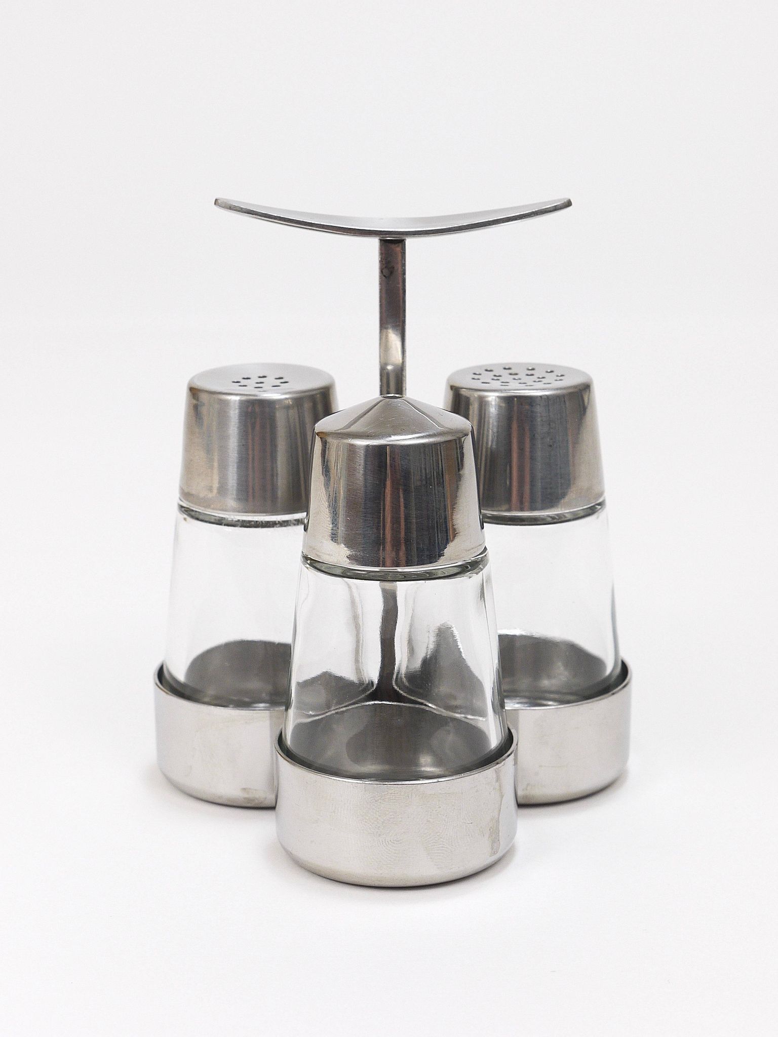 Set of condiments Marianne Denzel salt and pepper, Berndorf, Austria, 1960s