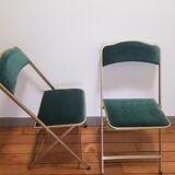Lot of 2 velvet folding chairs