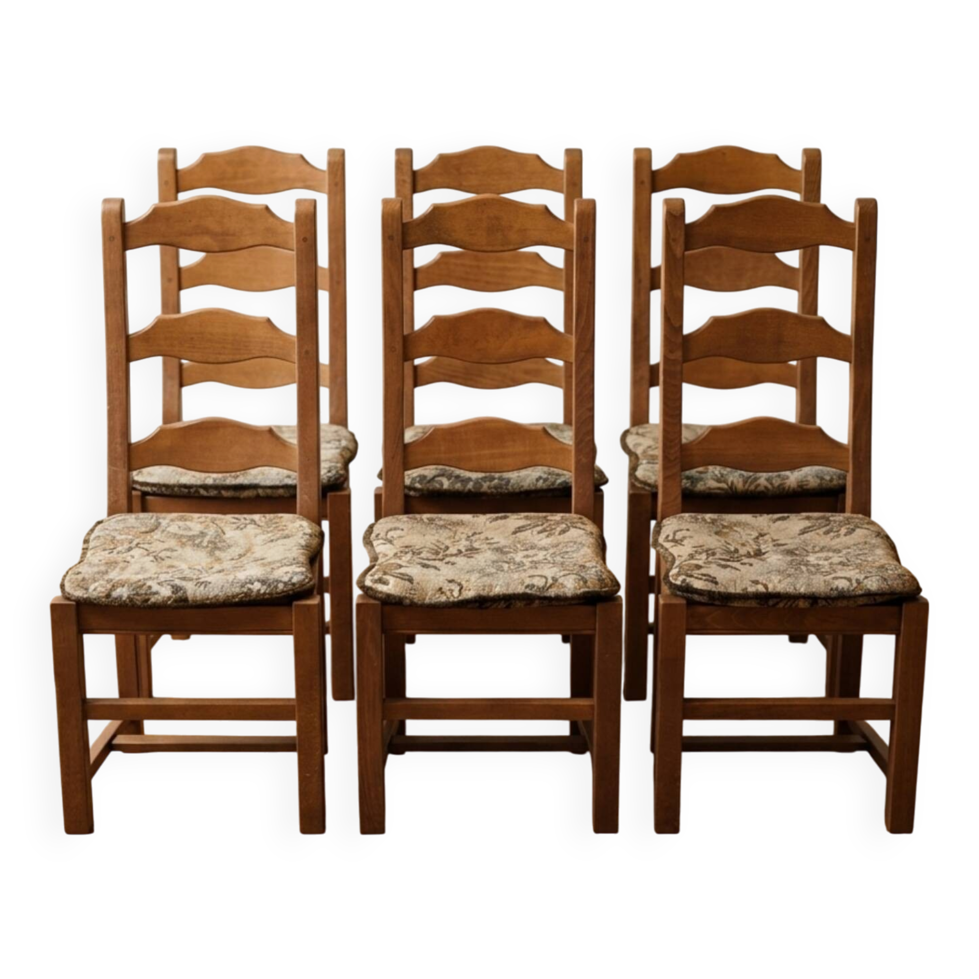 Lot de 6 chaises rustiques en bois massif