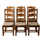 Lot de 6 chaises rustiques en bois massif