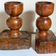 Pair of old brutalist turned solid wood candlesticks