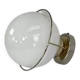 1950s wall lamp in white opaline and brass