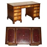Partner desk Bevan Funnell in hardwood with leather top and gold leaf gilding.