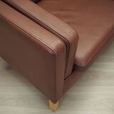Brown leather sofa, Danish design, 1970s, production: Denmark