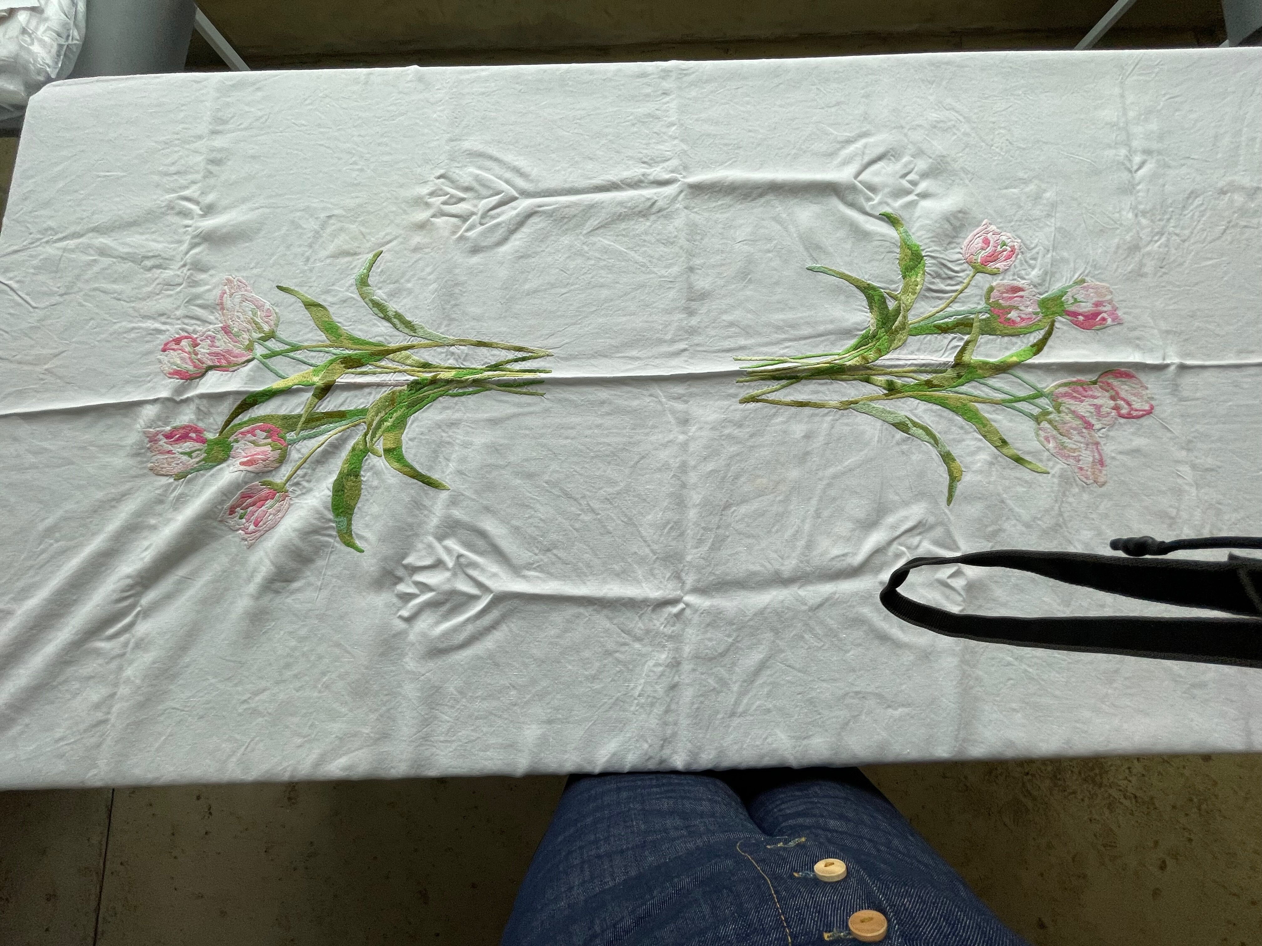 Hand-embroidered vintage tablecloth