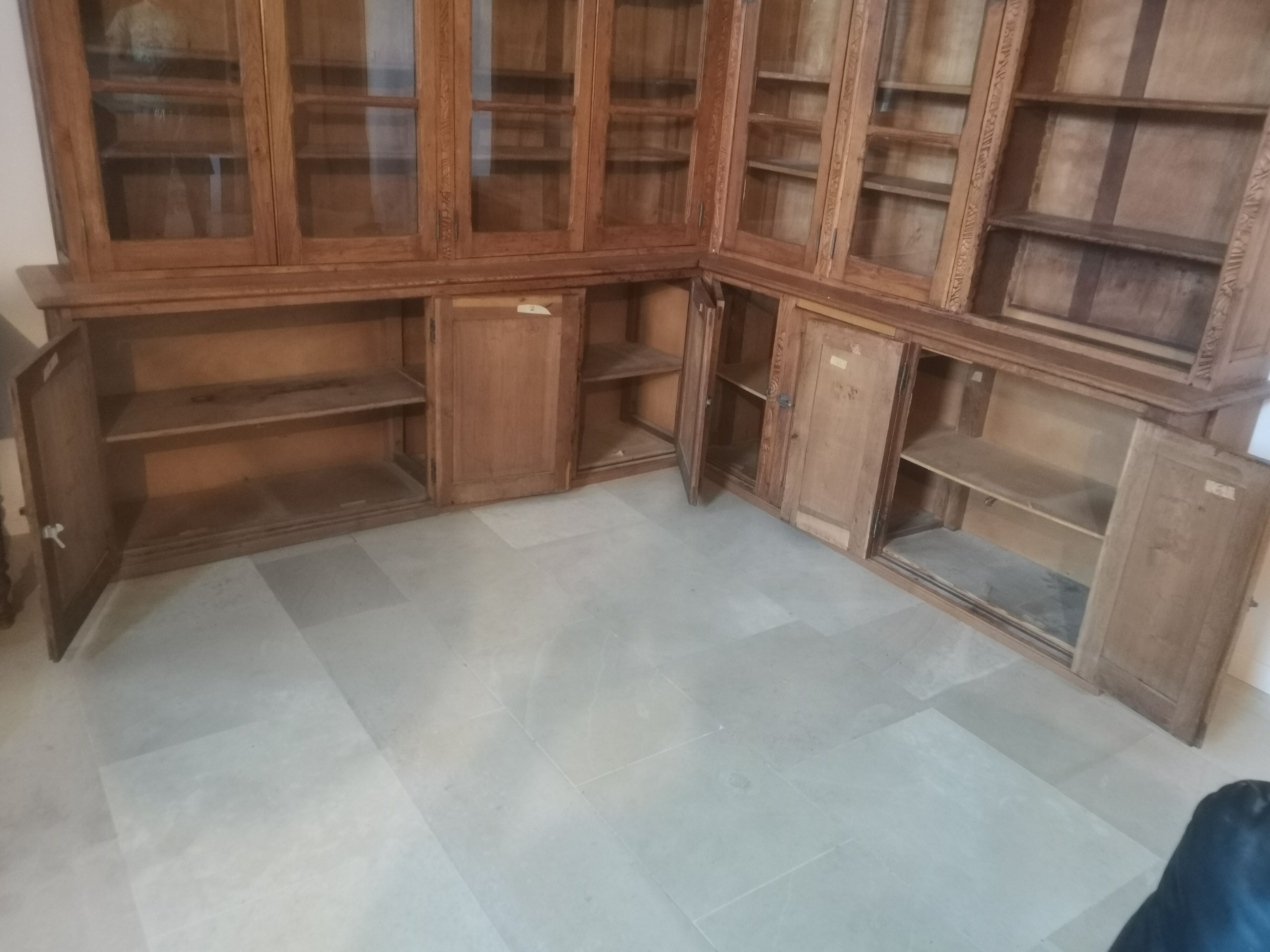 Old pharmacy furniture at an angle