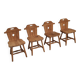 Set of 4 Vintage Tyrolean Dining Room Chairs in Pine, 1970s.