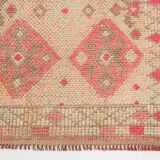 2x10 Red Pink Geometric Vintage Runner Rug,  75x315Cm