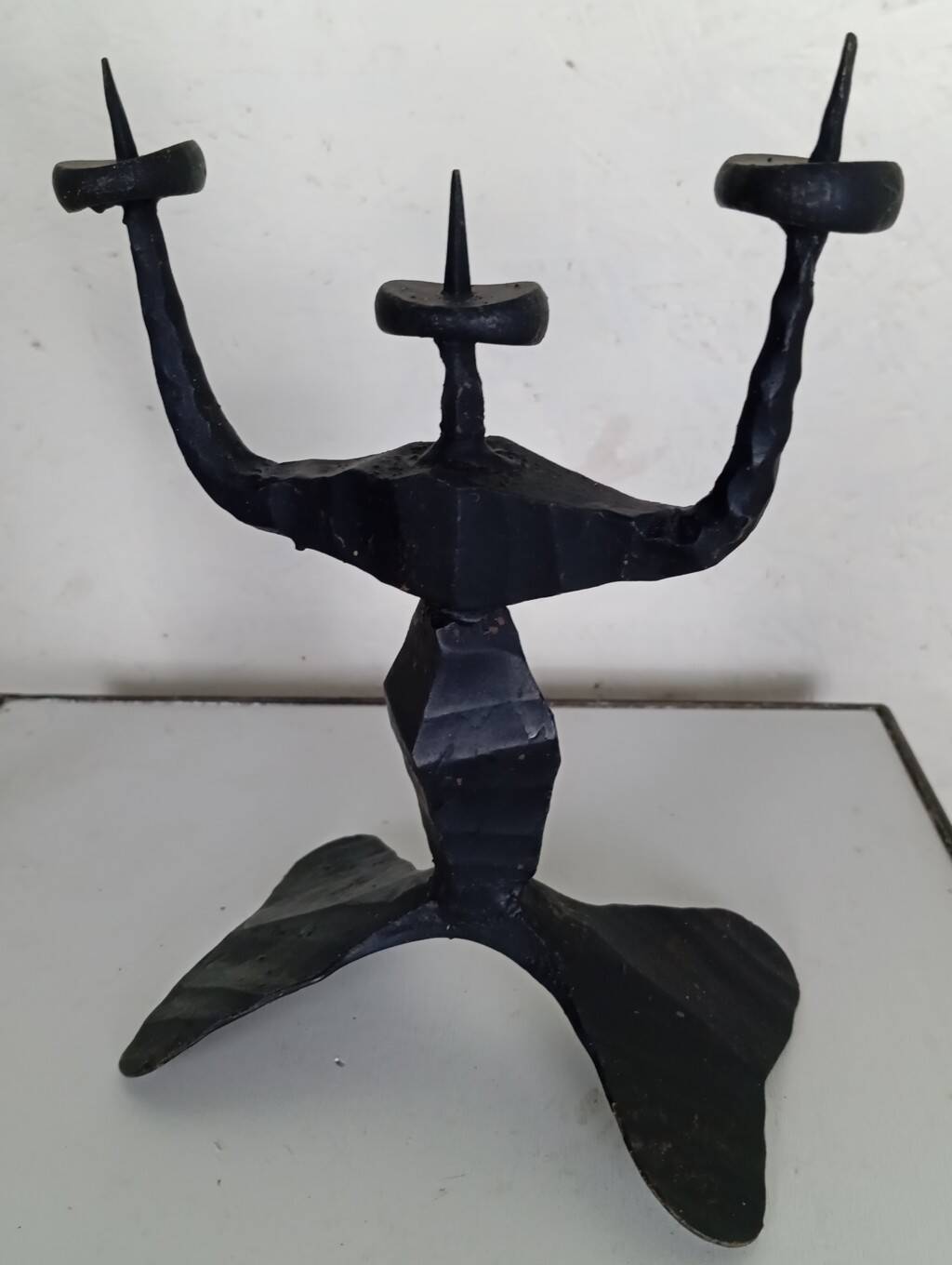 Shabbat candlestick by David Palombo in forged metal