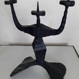 Shabbat candlestick by David Palombo in forged metal