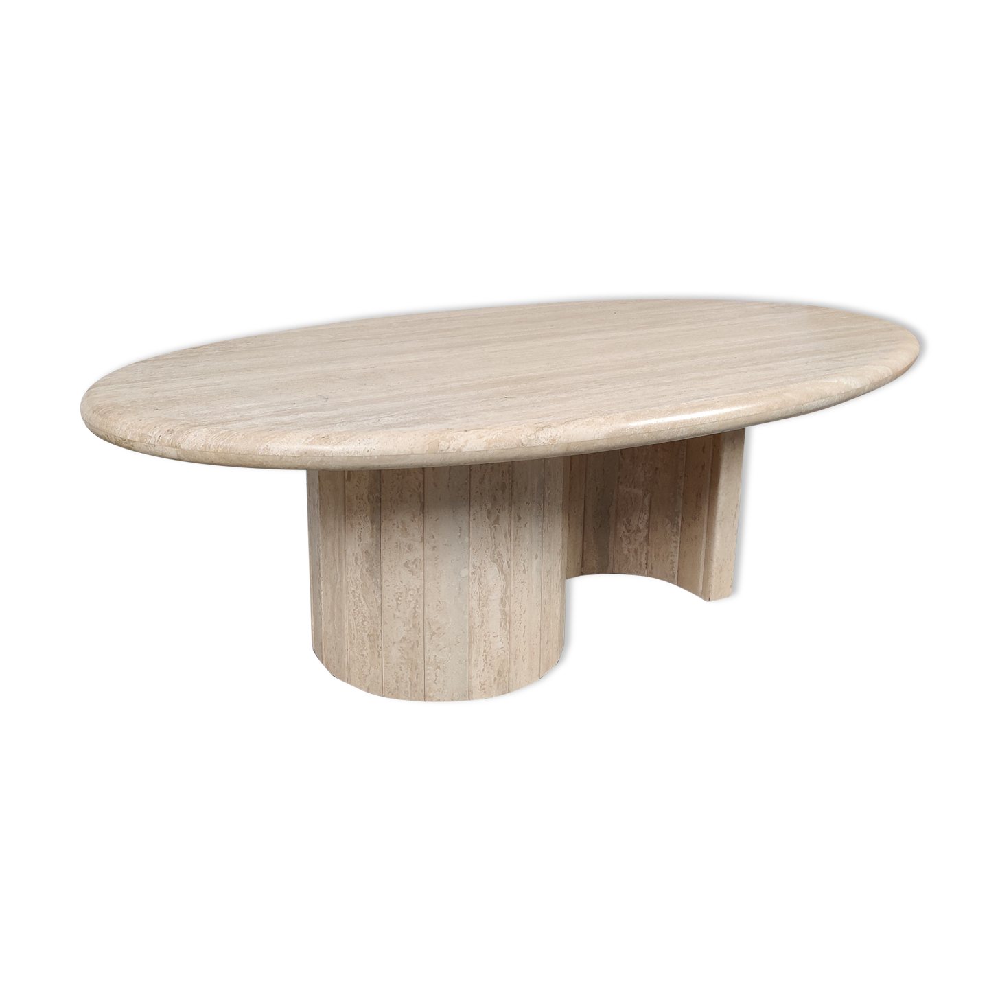 Oval travertine coffee table, 80s