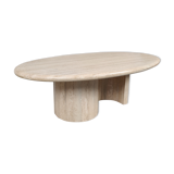 Table basse en travertin ovale années 80