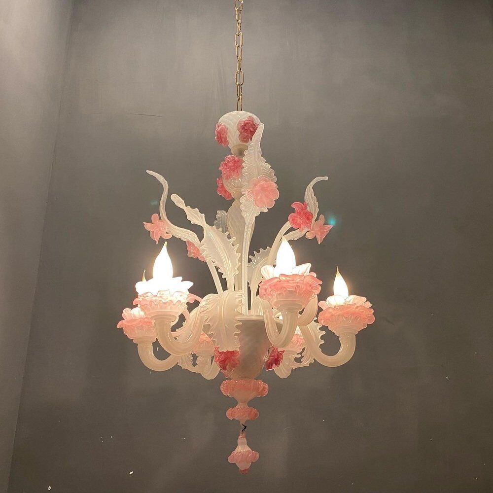 Venetian Murano glass flower chandelier, 1960s