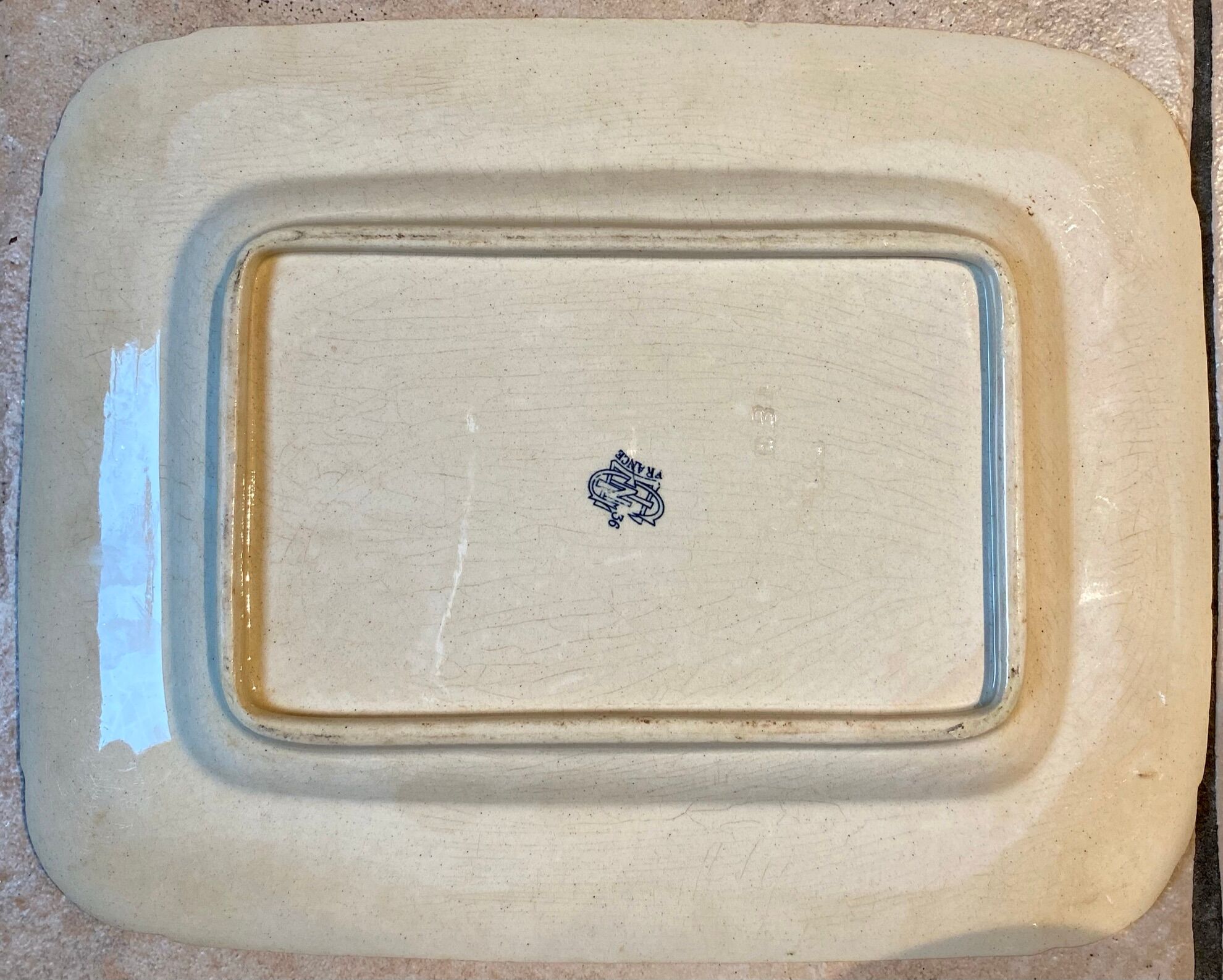 Rectangular dish, Manufacture de Gien model Blue square