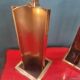 Large pair of 70s gold metal table lamps