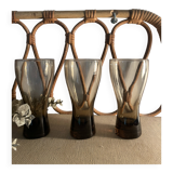 3 Luminarc smoked glass orangeade glasses