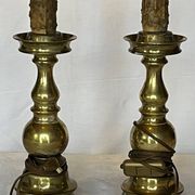 Old gilded bronze candle holder lamp bases