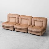 Set di 3 poltrone modulari in tessuto beige anni ’70 vintage modernariato