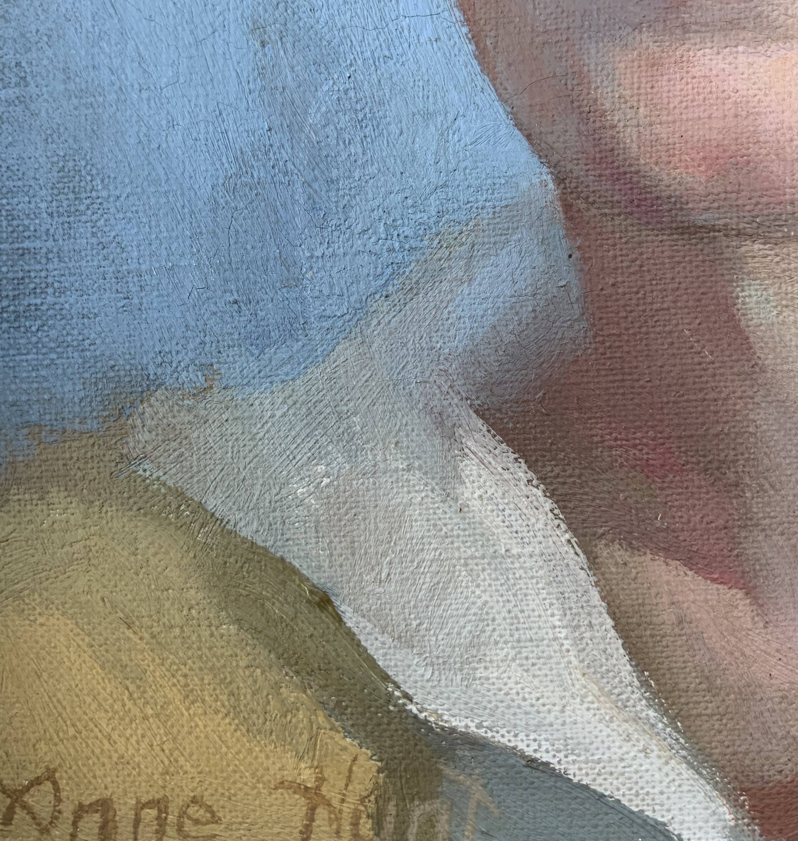 Vintage Oil On Canvas Men Portrait Signed, Small, 1950s