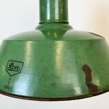 Grande Lampe à Suspension Industrielle en Émail Vert de Revo, 1940s