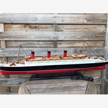 Model ship, RMS Queen Mary very large liner 100cm with light - Mahogany, Wood - 2018