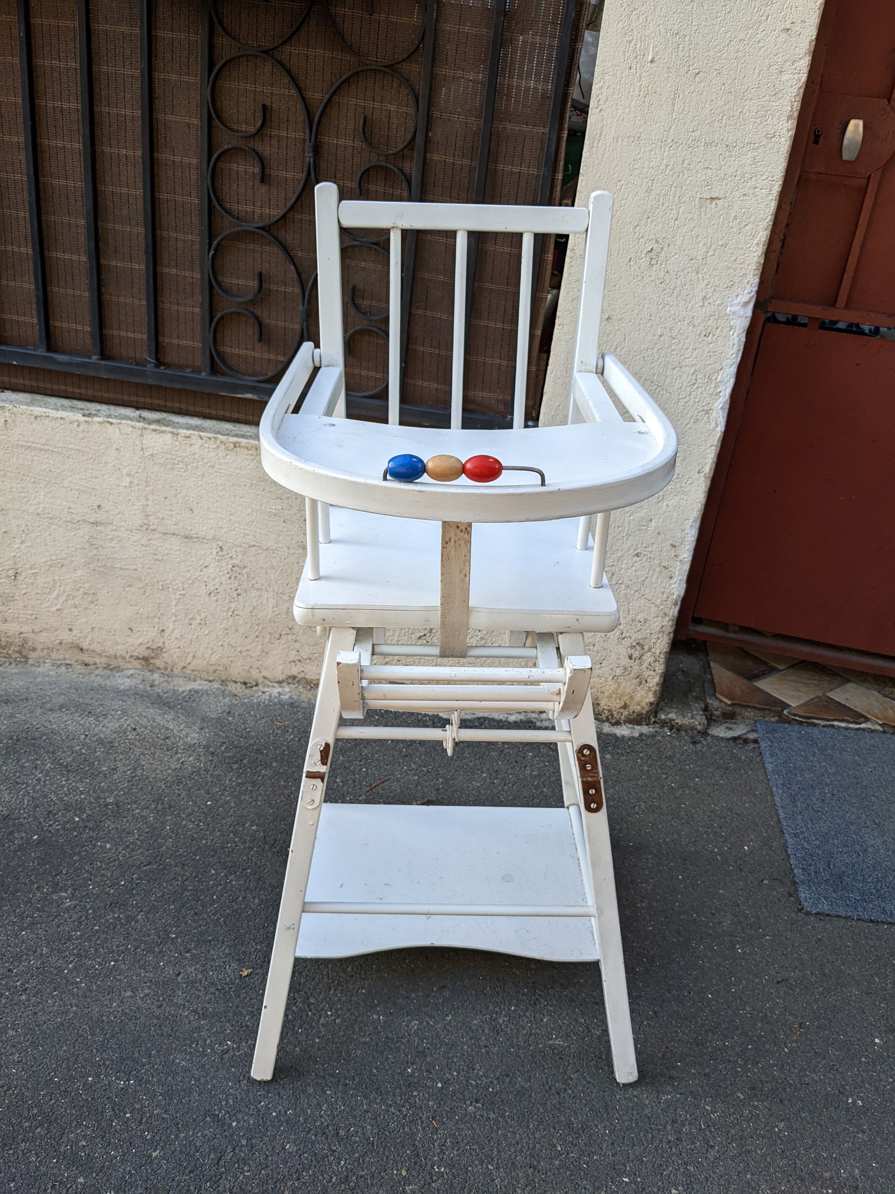 Baby chair high chair made of vintage wood