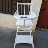 Baby chair high chair made of vintage wood