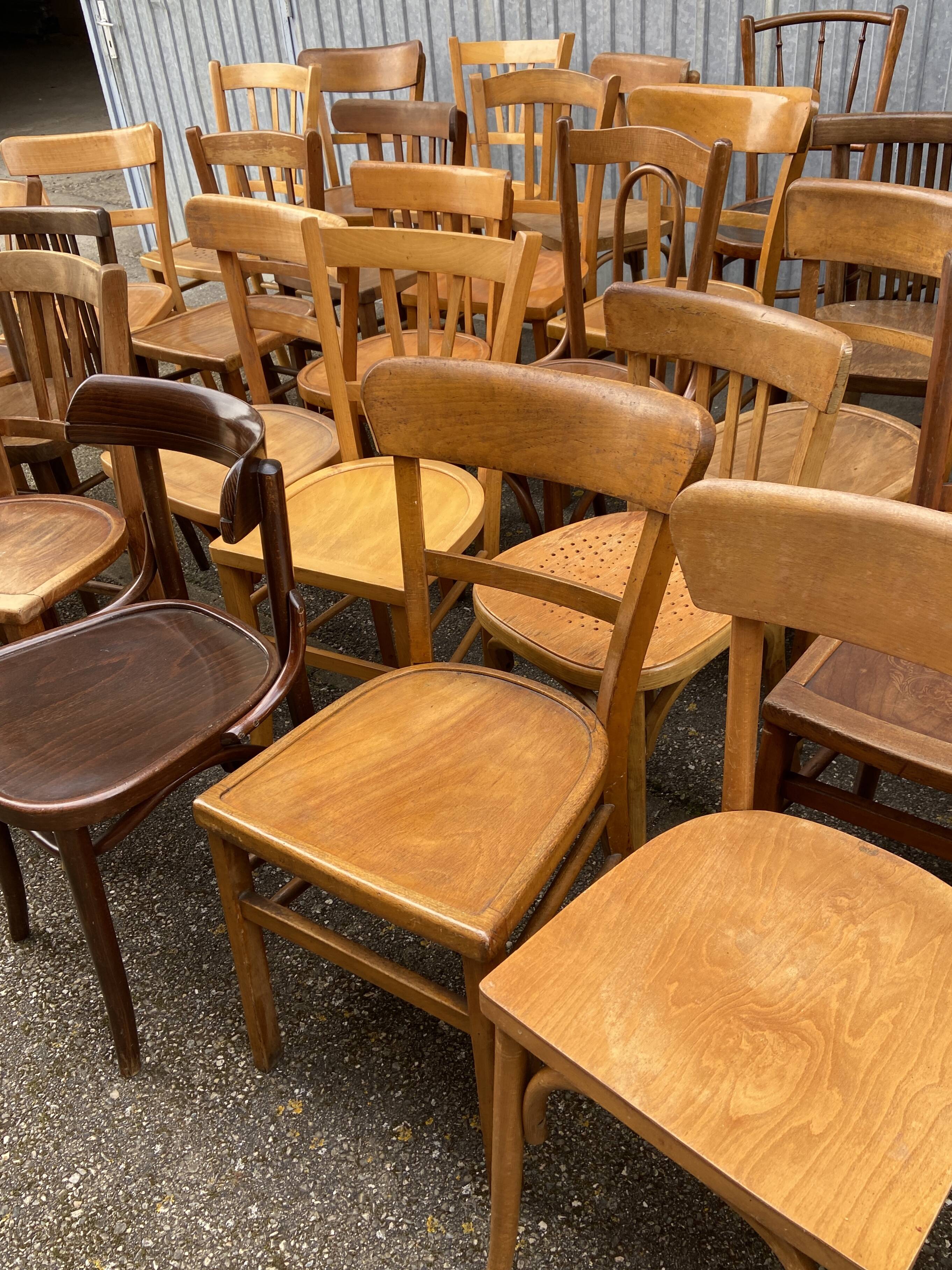 50 mismatched bistro chairs French Restaurant THonet mismatch wood bistro bentwood chairs baumann