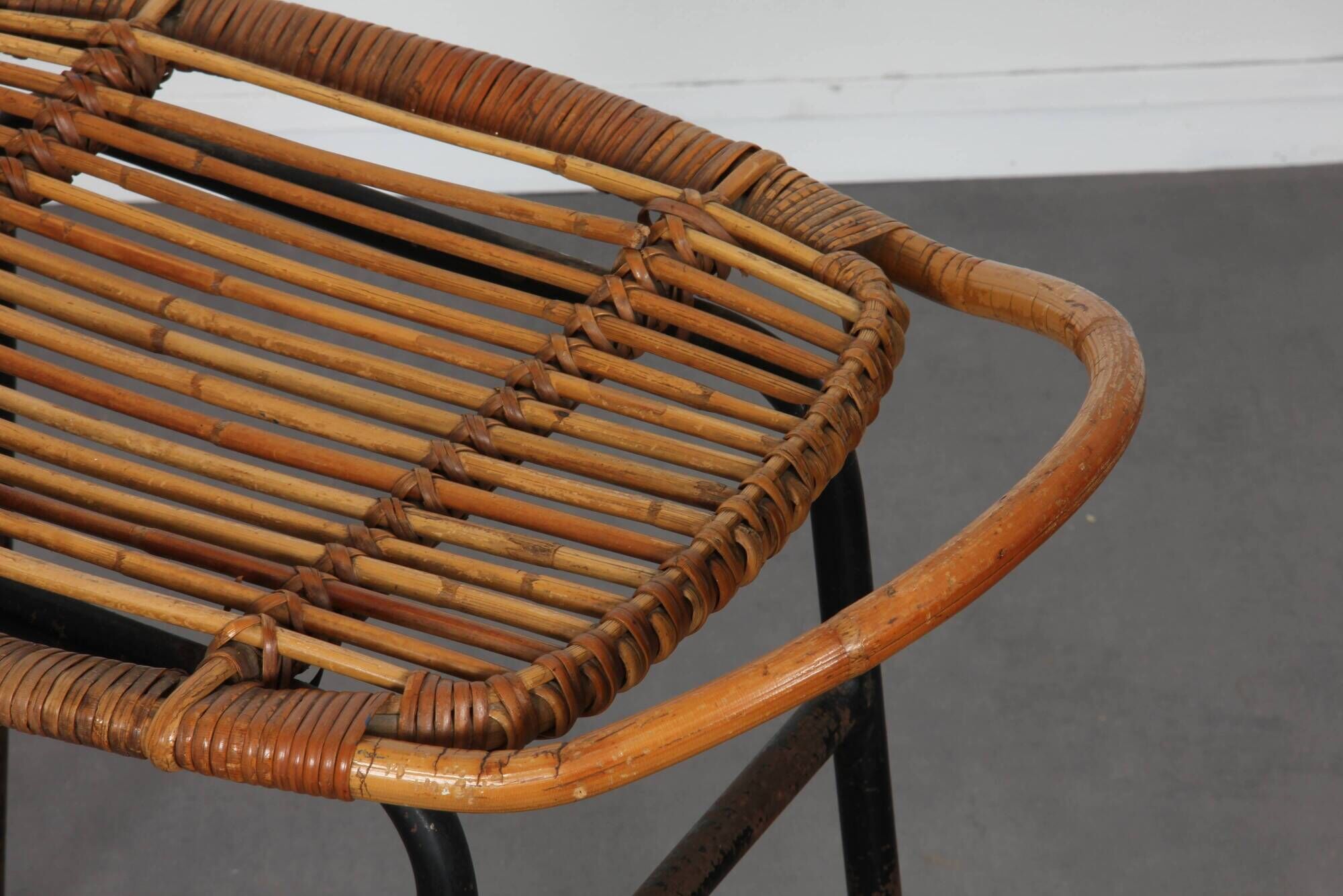 Tabouret vintage en rotin par Alan Fuchs pour Uluv, 1960
