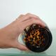 Vintage speckled amber and brown glass vase