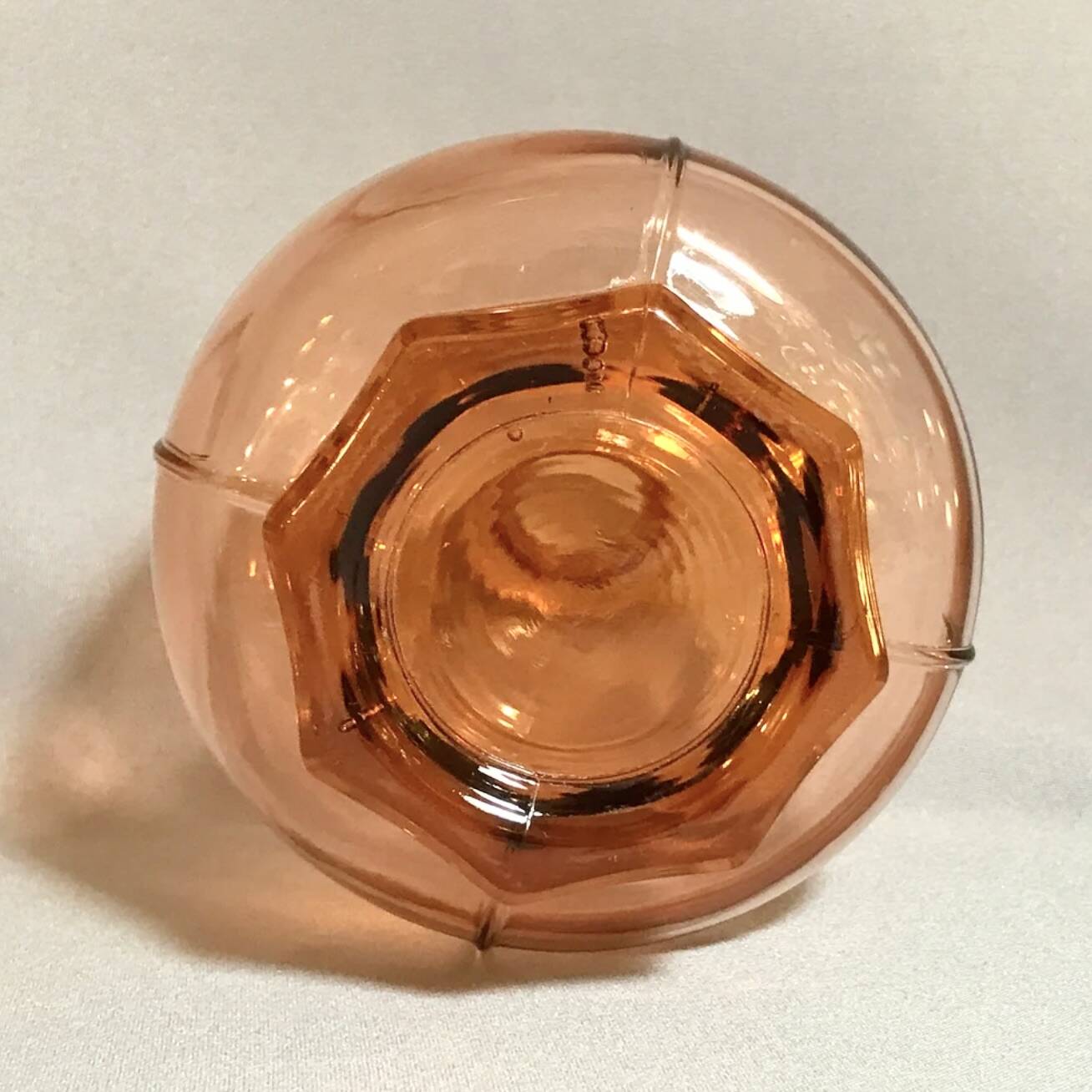 Carafe en verre rosaline Art Déco avec bouchon carafe verre rose octogonal