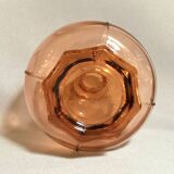 Carafe en verre rosaline Art Déco avec bouchon carafe verre rose octogonal