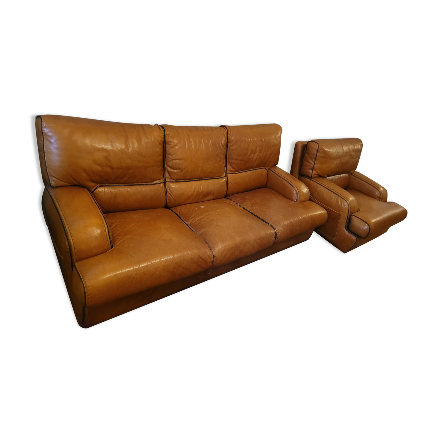 Brown leather sofa