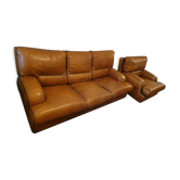 Brown leather sofa